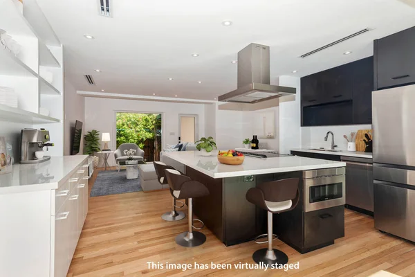 Großer Luxus Modernes Komfortables Esszimmer Und Küche Rendering Design — Stockfoto