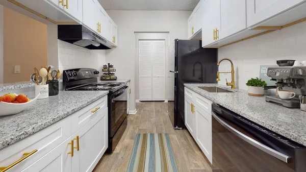 Large Luxury Modern Comfortable Dining Room Kitchen Rendering Design — Stock Photo, Image