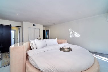 Modern yatak odası iç daire. 3d oluşturma 