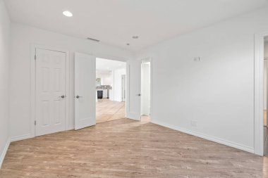 empty room with white walls and floor, 3d rendering