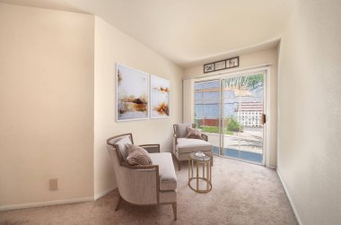 Yeni minimalist dairede modern iç tasarım. 3d oluşturma