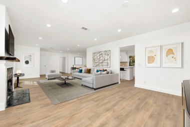 Oturma odasında iç dizayn. 3d oluşturma