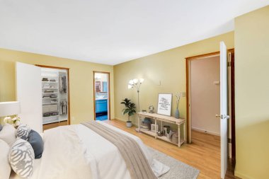 Güzel bir yatak odası. 3d oluşturma