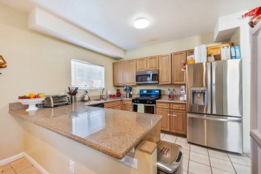 Modern bir mutfağın içinde. 3d oluşturma