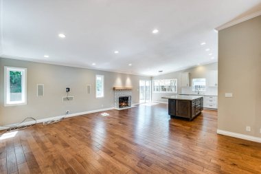 Modern bir evin içi, 3 boyutlu.