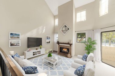 Modern bir apartman dairesi, 3D görüntüleme.