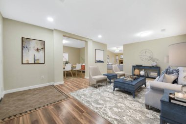 Modern bir apartman dairesi, 3D görüntüleme.