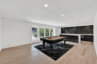 İç dizayn, bilardo odası. 3d oluşturma.