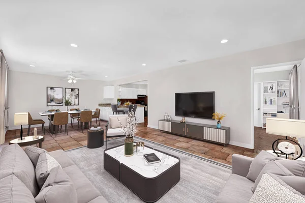 Modern Living Room Interior Sofa Rendering — Stok fotoğraf