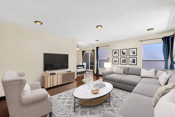 Interior Modern Living Room Rendering — 스톡 사진