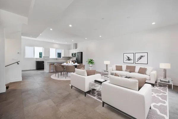 Interior Modern Living Room Scandinavian Style Design Rendering — Stock Photo, Image