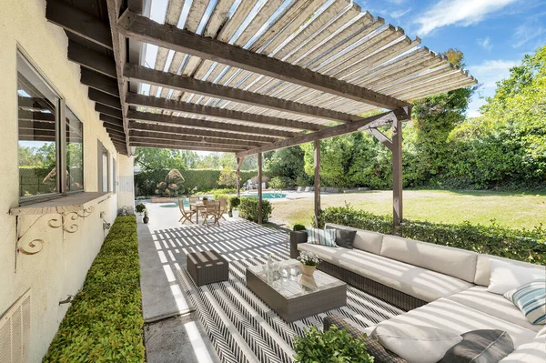 Beautiful Interior Modern Terrace Garden Rendering — Stock Photo, Image