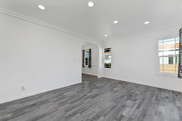 Interior Apartamento Moderno Com Paredes Brancas Vazias Madeira Renderização — Fotografia de Stock