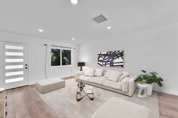 Design Interiores Moderno Sala Estar Casa Apartamento Confortável Sofá Branco — Fotografia de Stock