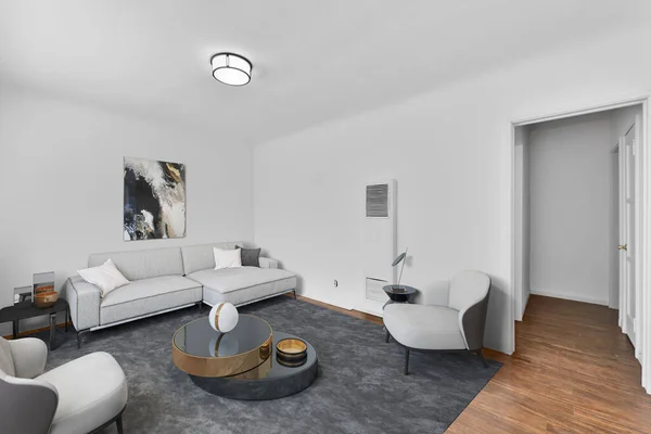 Interior Ruang Tamu Modern Dengan Sofa Dan Kursi Rendering — Stok Foto