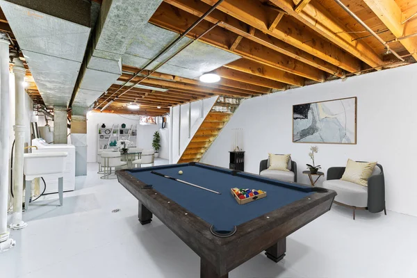interior of a modern room with a billiard table. 3d rendering