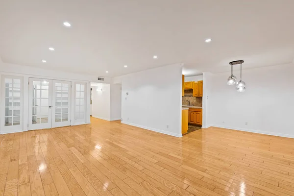Interior Apartamento Moderno Com Piso Madeira Renderização — Fotografia de Stock