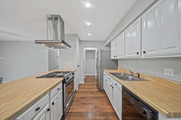 Modern Kitchen White Walls Rendering — Stock Photo, Image