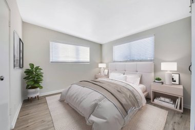 Lüks modern yatak odasının 3 boyutlu tasarımı