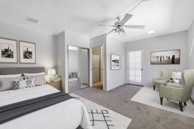 Modern yatak odasının içinde biraz zarafet var..