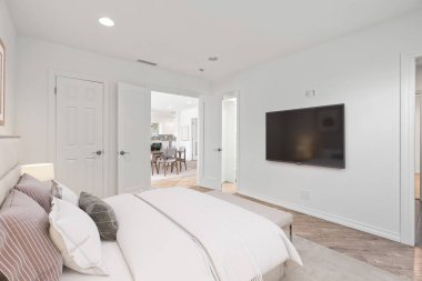 Modern yatak odasının içinde biraz zarafet var..