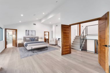 Lüks modern yatak odasının 3 boyutlu tasarımı