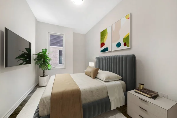 stock image 3D rendering design of luxurious modern bedroom