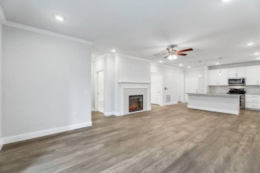 Boş oturma odası iç tasarımı, 3D görüntüleme