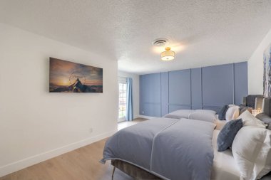 Modern yatak odası iç tasarımı. 3d Rendering