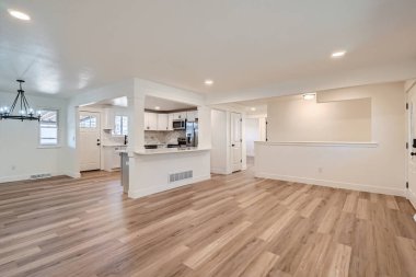 Modern mutfak iç tasarımı. 3d oluşturma