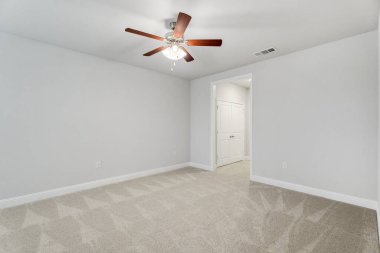 Modern yatak odası tasarımı. Boş oda. 3d oluşturma