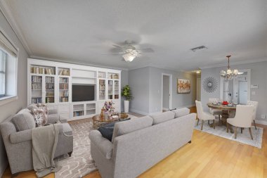 Modern evin mutfak iç tasarımı. 3d oluşturma