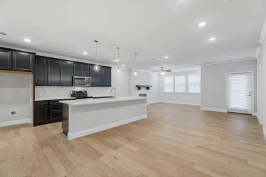 Modern yeni odanın iç tasarımı. 3d oluşturma