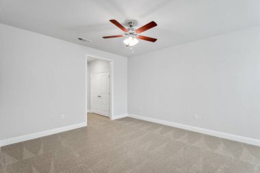 Modern yatak odası tasarımı. Boş oda. 3d oluşturma