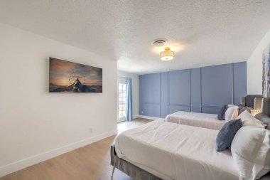 Modern yatak odası iç tasarımı. 3d Rendering