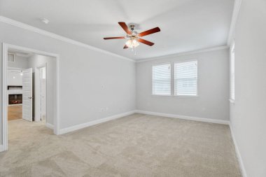 Modern yatak odası tasarımı. Boş oda. 3d oluşturma