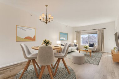 Modern Oturma Odası İç Tasarım. 3d render