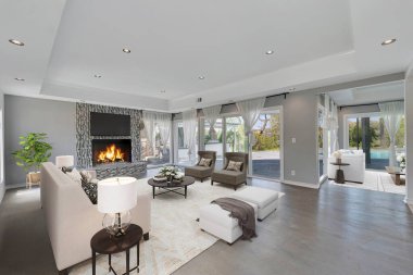 Oturma odasının iç tasarımı, 3D görüntüleme 