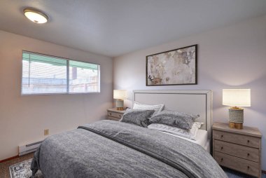 Modern yatak odası iç tasarımı. 3d Rendering