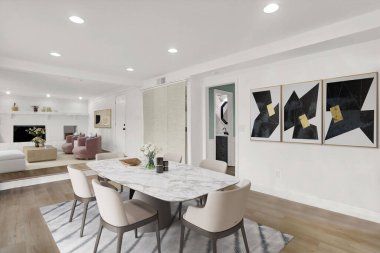 Modern mutfak iç tasarımı. 3d oluşturma