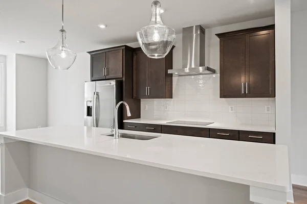 new kitchen design in modern home. 3d rendering