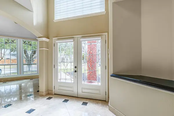 modern home interior with glass door. 3d rendering