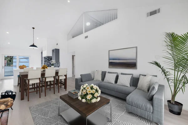 Modern Living Room Interior Design Rendering — Stock Photo, Image