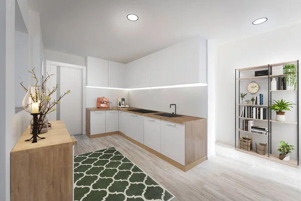 Moderne Keuken Interieur Rendering — Stockfoto