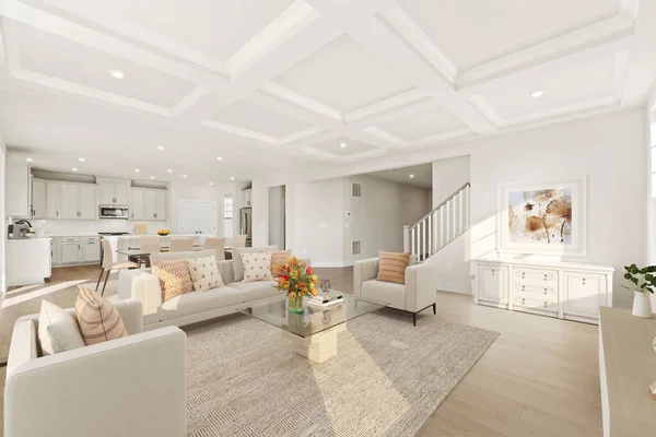 Modern Living Room Interior Sofa Rendering — Stock Photo, Image
