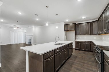 Modern mutfak iç tasarımı. 3d oluşturma