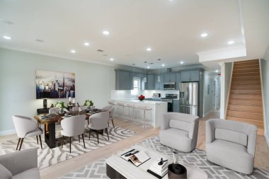 Modern Oturma Odası İç Tasarım. 3d render