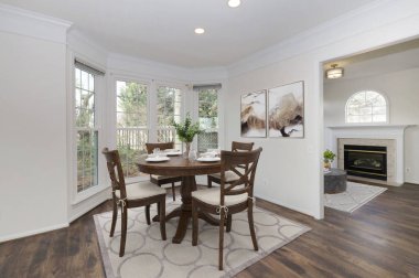 yemek alanı ile modern iç tasarım. 3d oluşturma