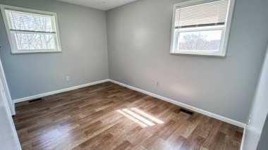 Modern yatak odası tasarımı. Boş oda. 3d oluşturma