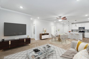 Oturma odasının iç tasarımı, 3D görüntüleme 